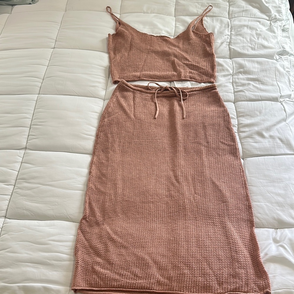Onia Pink Knit Swim Coverup Set